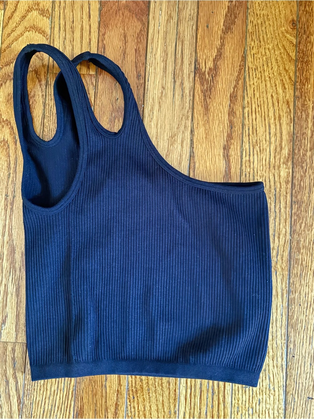 Zara Black Ribbed One-Sided Tank Top XS-S